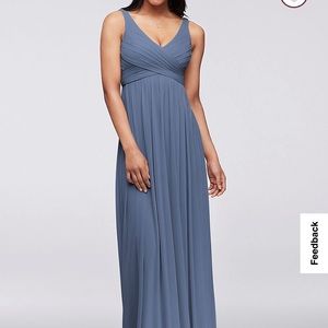 David’s Bridal Cowl Back Dress. Color: Steel Blue. Size 8. Like new.